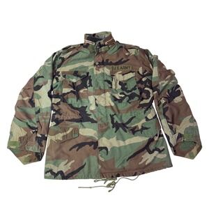 Vintage US Army M-65 Field Jacket Woodland Camo John Ownbey‎ Medium Long 1983
